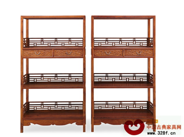 黄花梨品字栏杆书架（一对）