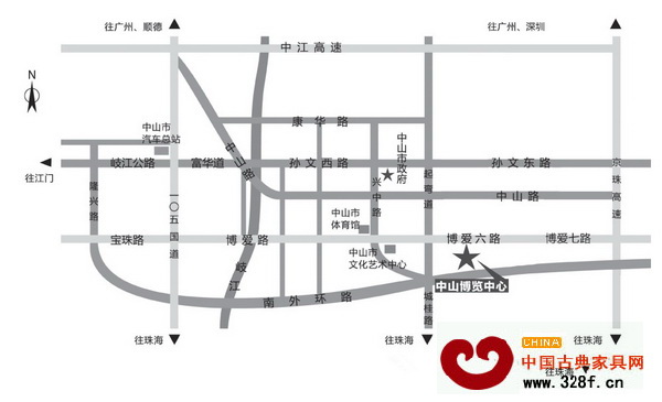 2015中山红博会主会场(中山博览中心)交通地图 2015中山红博会主会场(中山博览中心)交通地图
