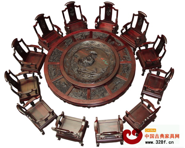 振宇红木作品——《十二生肖圆台》 振宇红木作品——《十二生肖圆台》