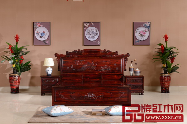 富雅红木财源滚滚大床