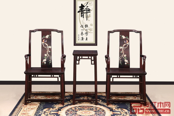 翰博古典家具——《镶百宝石南官帽椅》