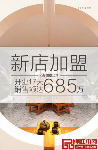 明堂红木北京城外诚家具商城的专卖店2017年开业17天销售额达685万