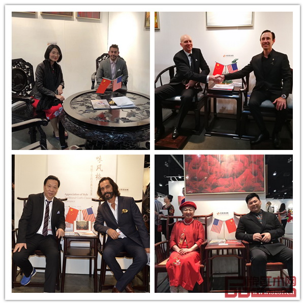 中国红木家具企业组团亮相美国洛杉矶国际艺博会中国国家展,外国友人争相试坐红木家具 中国红木家具企业组团亮相美国洛杉矶国际艺博会中国国家展,外国友人争相试坐红木家具