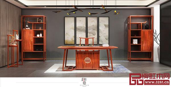 印巷森刻刺猬紫檀新中式《喜上梅梢》茶台 印巷森刻刺猬紫檀新中式《喜上梅梢》茶台