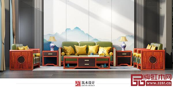 印巷森刻刺猬紫檀新中式《喜上梅梢》观澜沙发 印巷森刻刺猬紫檀新中式《喜上梅梢》观澜沙发