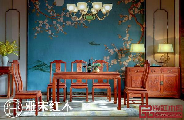 雅宋红木缅甸花梨“明月”方形餐台 雅宋红木缅甸花梨“明月”方形餐台