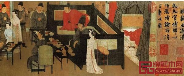 《韩熙载夜宴图》中的三屏风床榻 《韩熙载夜宴图》中的三屏风床榻