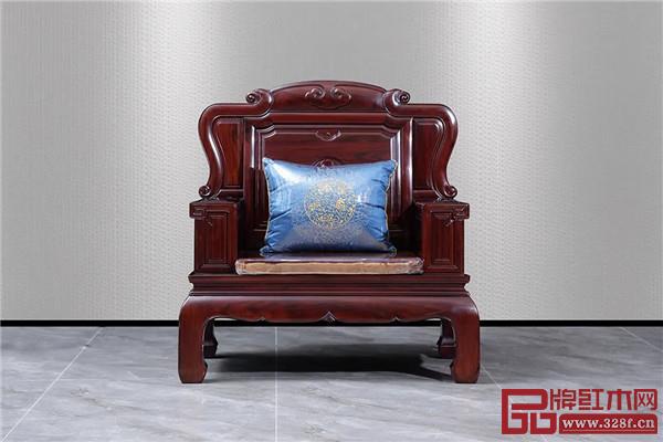 古森红木精品家具——《吉祥如意沙发单人位》 古森红木精品家具——《吉祥如意沙发单人位》