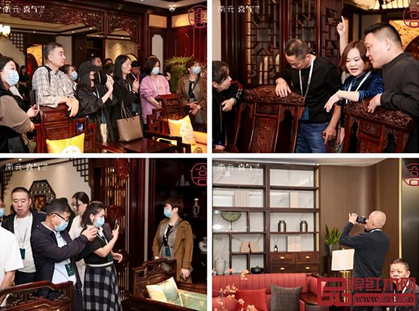 全体经销商家人乘坐专车首先来到苏阳红展厅参观苏阳红红木产品和南元系列产品 全体经销商家人乘坐专车首先来到苏阳红展厅参观苏阳红红木产品和南元系列产品