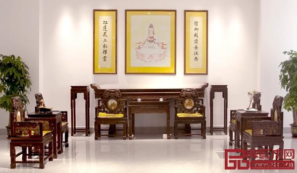 波记紫檀馆《小叶紫檀灵芝中堂》,寓意吉祥如意 波记紫檀馆《小叶紫檀灵芝中堂》,寓意吉祥如意
